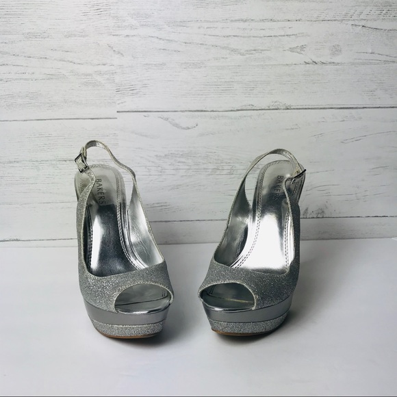 Bakers Shoes Bakers Platform Stiletto Silver Peep Toe Poshmark